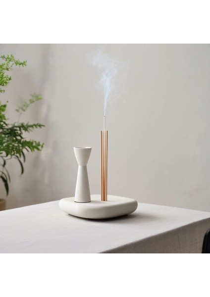 Minimalist Iskandinav Tarzı Uzun Tütsülük ve Beton Dekoratif Mumluk 10 cm