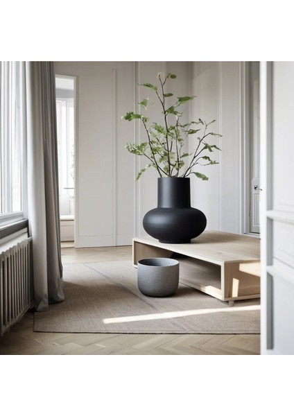 Siyah Dekoratif Beton Lal Vazo - 15 cm | Modern ve Şık Minimal Tasarım