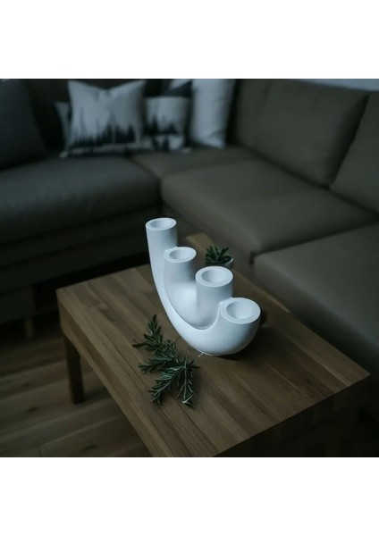 Dörtlü Modern Beton Mumluk – Şık ve Dekoratif Minimalist Tasarım