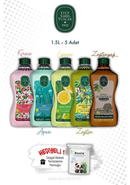 5'li Set Akdeniz Esintisi Sıvı Sabunlar Eyüp Sabri Tuncer 1.5l ve Rosıe