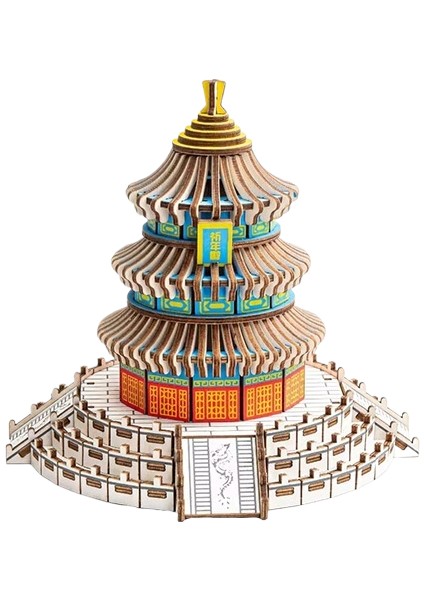 Ahşap 3D Üç Boyutlu Bulmaca Dıy Eğitici Oyuncaklar Antik Mimari Kalıp Şekli (Yurt Dışından)