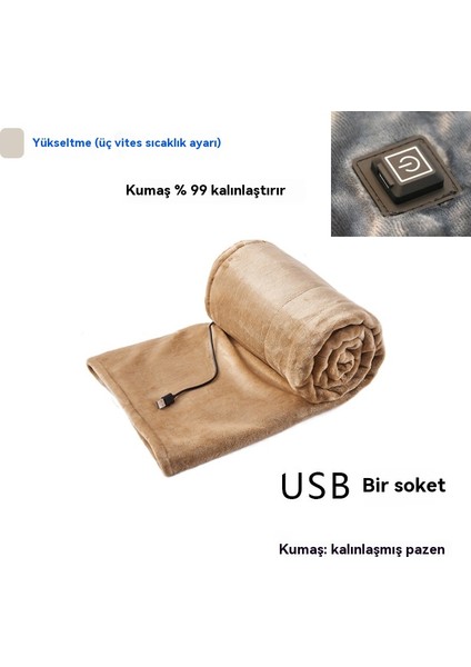 USB Elektrikli Battaniye Tek Ofis Battaniyesi Güç Bankası Isıtmalı Elektrikli Yatak Taşınabilir Battaniye (Yurt Dışından)