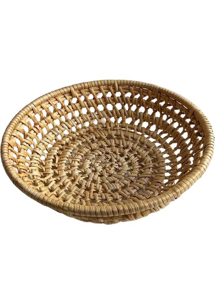 Sonbahar Rattan Dokuma Saklama Sepeti Meyve Tepsisi Delikli Sepet Ev Dokuma Küçük Tepsi (Yurt Dışından)