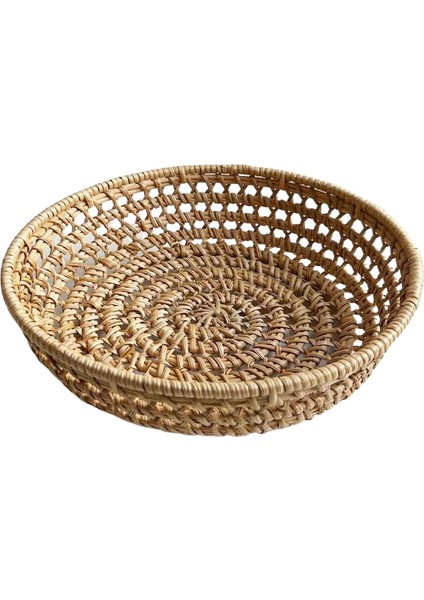 Sonbahar Rattan Dokuma Saklama Sepeti Meyve Tepsisi Delikli Sepet Ev Dokuma Küçük Tepsi (Yurt Dışından)