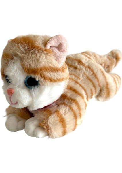 Luxury Sesli Yatan Miyavlayan 25 cm Peluş Kedi Oyuncak 1 Adet