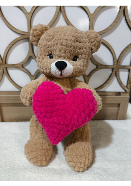 Luxury El Örgüsü Kalpli Peluş Ayıcık 1 Adet