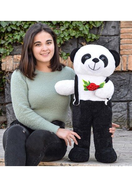 Luxury Ayakta Duran Siyah Tulumlu Panda Peluş Hayvan 1 Adet