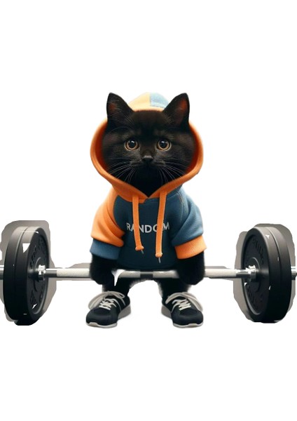 Cute Fitness Cat Sculpture Sevimli Spor Kedi Heykel (Yurt Dışından)