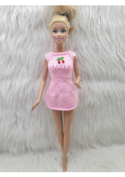 Luxury Kirazlı Mini Elbise/bebek Elbisesi/oyuncak Bebek Elbisesi Pembe Kirazlı Elbise 1 Adet