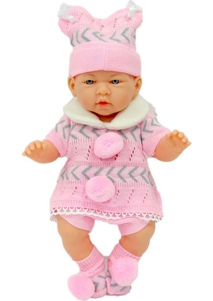 Luxury Yeni Doğmuş Pembe Gri Elbiseli Azra Bebek 1 Adet