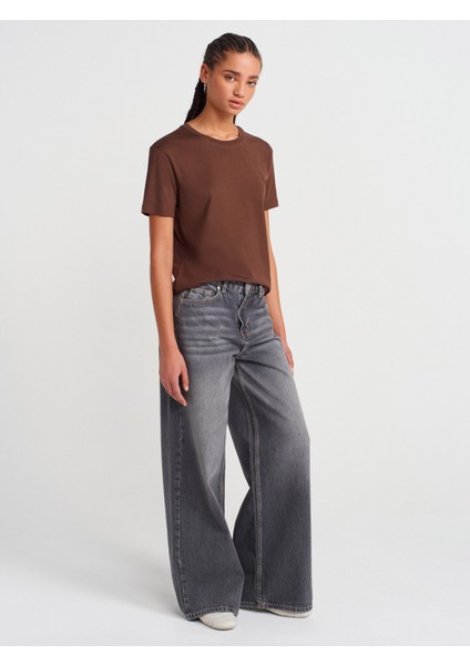 31791 Bisiklet Yaka T-Shirt-Açık Kahve fırsatları