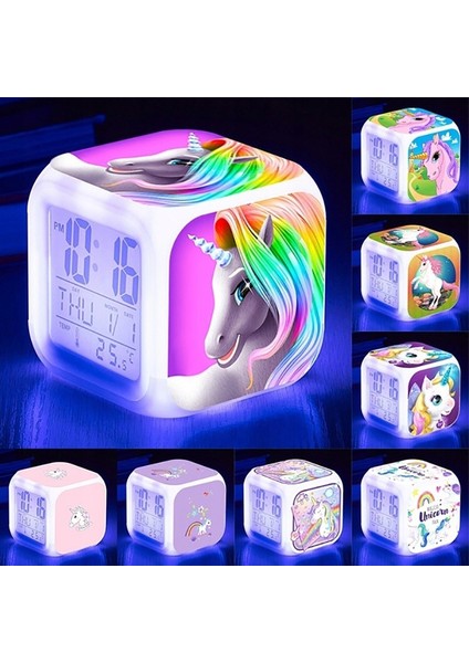 Unıcorn Renklı LED Ruh Halı Değıştırıcı Küçük Çalar Saat (Yurt Dışından)