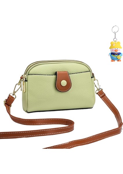 Kadın Çantası Mini Cep Telefonu Çantası Moda Atmosferik Düz Renk Çift Katlı Omuz Crossbody Çanta (Yurt Dışından)