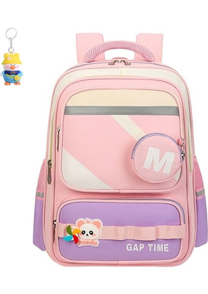 Sırt Çantası Karikatür Sevimli Ilkokul Okul Çantası Kız Basit Hafif Renk Blok Sırt Çantası (Yurt Dışından)