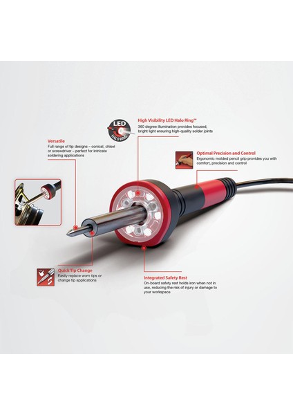 Lehim Makinesi Havya 80 W Elektrikli Hızlı Isıtma Değiştirilebilir Uç 1 Adet Weller WLIR8023