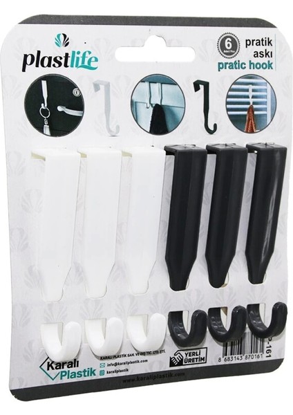 6pcs - Tek Kollu Çok Amaçlı - Tak Çıkar Pratik Plastik Askı (4887)