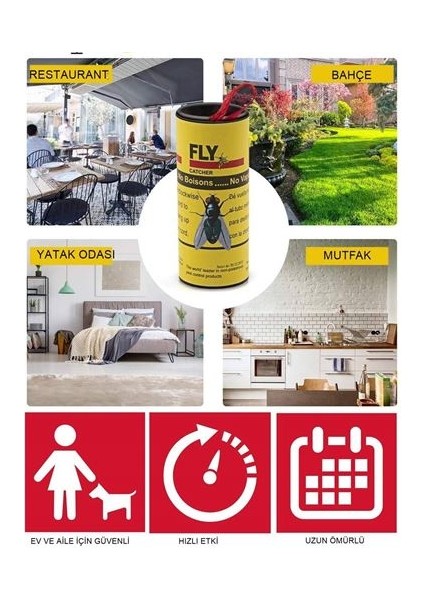 12 Adet Yapışkanlı Sinek Kapanı 74 cm