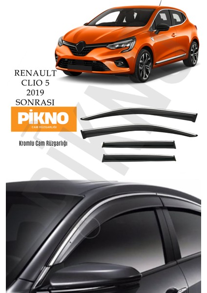 Renault Clio 5 2019 ve Sonrası Kromlu Cam Rüzgarlığı 4'lü A+ Plus