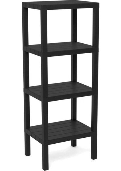 4 Raflı - Siyah Modüler Ünite Plastik 38X29X100 CM (4887)