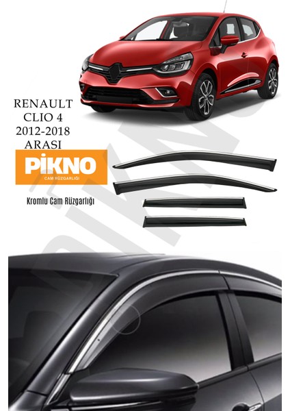 Renault Clio 4 2012-2018 Arası Kromlu Cam Rüzgarlığı 4'lü A+ Plus
