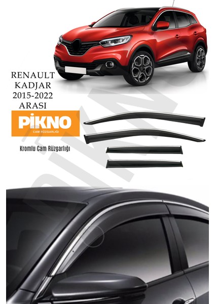 Renault Kadjar 2015-2022 Arası Kromlu Cam Rüzgarlığı 4'lü A+ Plus