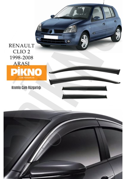 Renault Clio 2 1998-2008 Arası Kromlu Cam Rüzgarlığı 4'lü A+ Plus