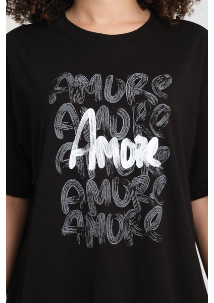 %100 Pamuk Rahat Kesim T-Shirt - Estetik Amore Detayı fiyatları