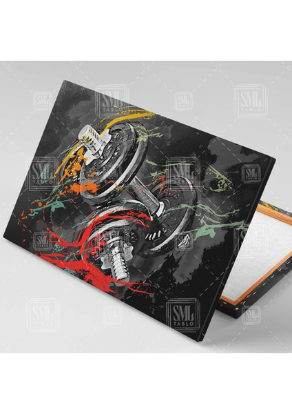 Dambıl Spor Salonu Vücut Geliştirme Fitness Dumbbell Gym Dekor Yatay Kanvas Tablo fiyatları