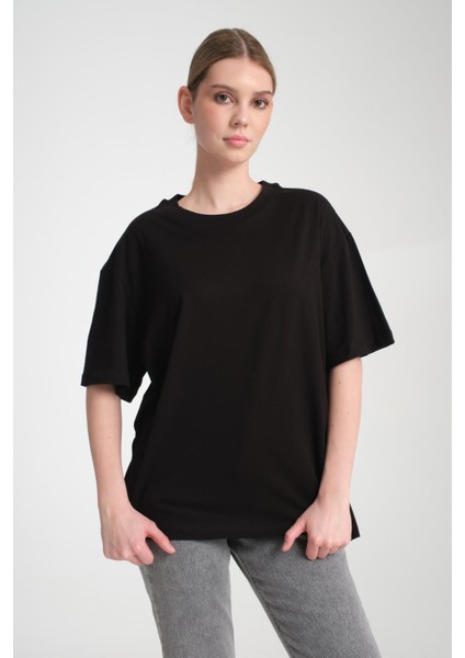 %100 Pamuk, Bisiklet Yaka, Oversize, Kısa Kollu Basic T-Shirt fırsatları