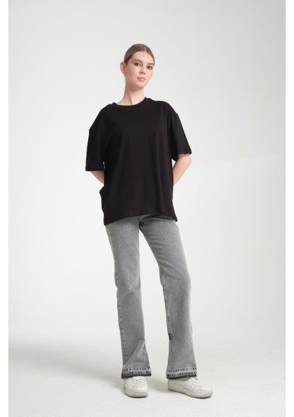 %100 Pamuk, Bisiklet Yaka, Oversize, Kısa Kollu Basic T-Shirt indirimleri