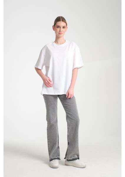 %100 Pamuk, Bisiklet Yaka, Oversize, Kısa Kollu Basic T-Shirt indirimleri