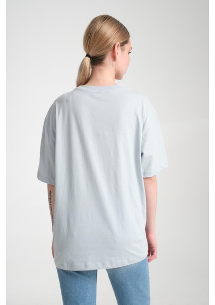 %100 Pamuk, Bisiklet Yaka, Oversize, Kısa Kollu Basic T-Shirt