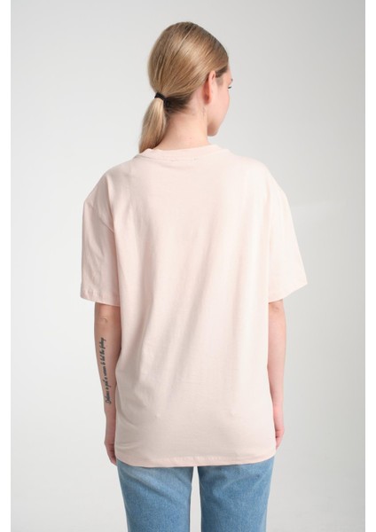 %100 Pamuk, Bisiklet Yaka, Oversize, Kısa Kollu Basic T-Shirt