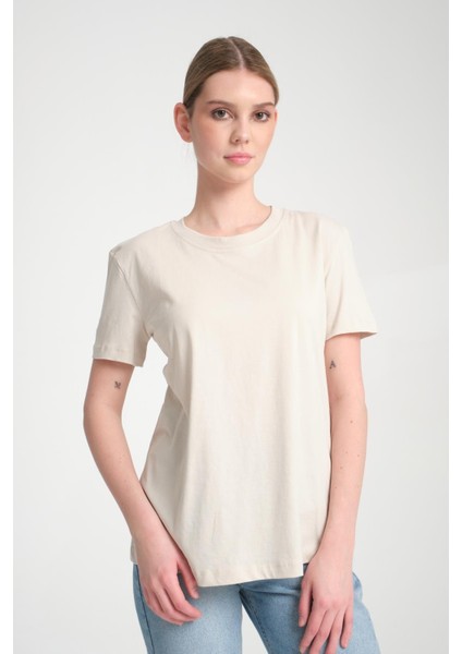 %100 Pamuk Kısa Kollu Bisiklet Yaka Basic T-Shirt