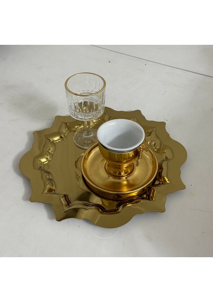 Paslanmaz Çelik Gold Renk 1 Adet Güneş Model Servis Tepsisi