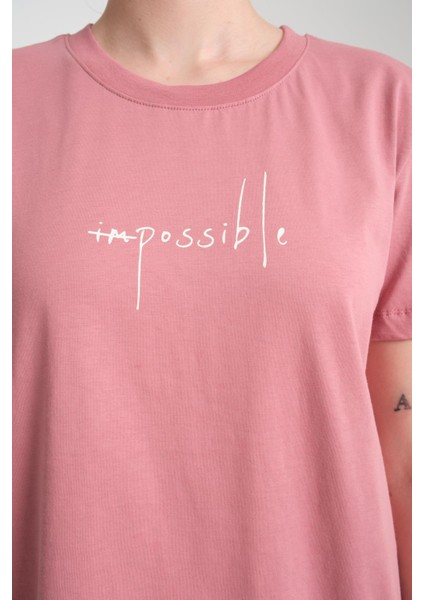 %100 Pamuk Rahat Kesim Bisiklet Yaka T-Shirt - Minimalist Yazı Tasarımı fiyatları