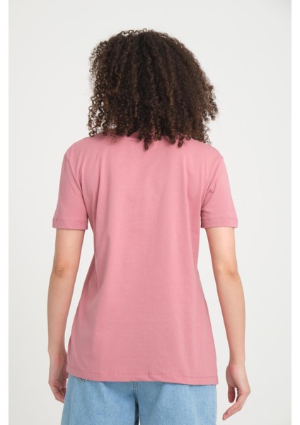 %100 Pamuk Rahat Kesim Bisiklet Yaka T-Shirt - Minimalist Yazı Tasarımı modelleri