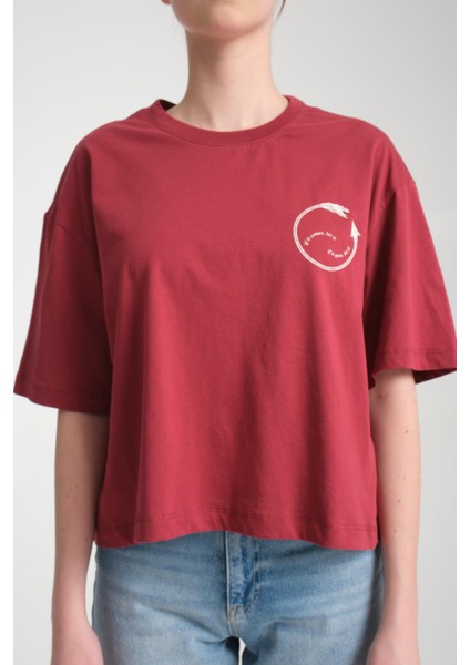%100 Pamuk, Rahat Kesim, Bisiklet Yaka T-Shirt - Estetik Yazılı Tasarım modelleri