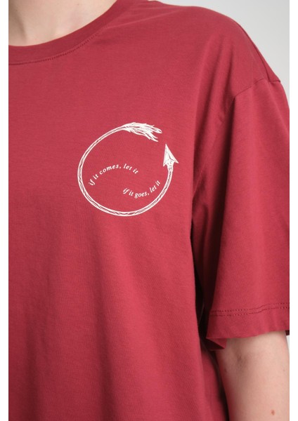%100 Pamuk, Rahat Kesim, Bisiklet Yaka T-Shirt - Estetik Yazılı Tasarım fırsatları
