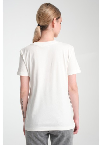 %100 Pamuk Rahat Kesim Bisiklet Yaka T-Shirt - Minimalist Yazı Tasarımı modelleri