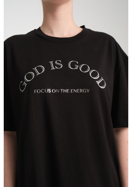 %100 Pamuk Kadın Oversized Bisiklet Yaka Kısa Kollu T-Shirt _ Motivasyonel Yazı Baskılı fiyatları