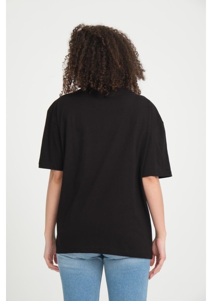 %100 Pamuk Kadın Oversized Bisiklet Yaka Kısa Kollu T-Shirt _ Motivasyonel Yazı Baskılı modelleri