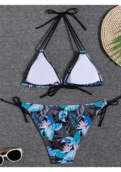 Askılı, Boyun Bağı. Geri Bağlama Yan Yüksek Kesim Sırt Dekolteli Bikini Takımları Iki Parça