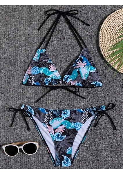 Askılı, Boyun Bağı. Geri Bağlama Yan Yüksek Kesim Sırt Dekolteli Bikini Takımları Iki Parça