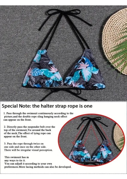 Askılı, Boyun Bağı. Geri Bağlama Yan Yüksek Kesim Sırt Dekolteli Bikini Takımları Iki Parça
