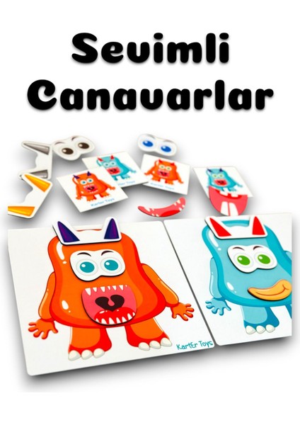 Hangi Canavar Zeka Oyunu, Canavar Yarat Oyun, Canavarlar Eğitici Oyuncak, Kodlama Ahşap Oyuncak