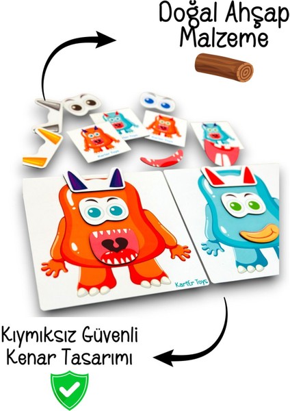 Hangi Canavar Zeka Oyunu, Canavar Yarat Oyun, Canavarlar Eğitici Oyuncak, Kodlama Ahşap Oyuncak