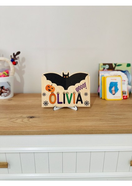 Hallowen Isimlik, Hediye Isimlik, Eğitici Ahşap Isimlik, Ahsap Isimlik, Cadılar Bayramı Isimlik