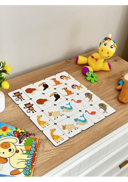 Zeka Kartları Esletirme Oyunu Hafıza Kartı Ahşap Eğitici Puzzle Oyuncak