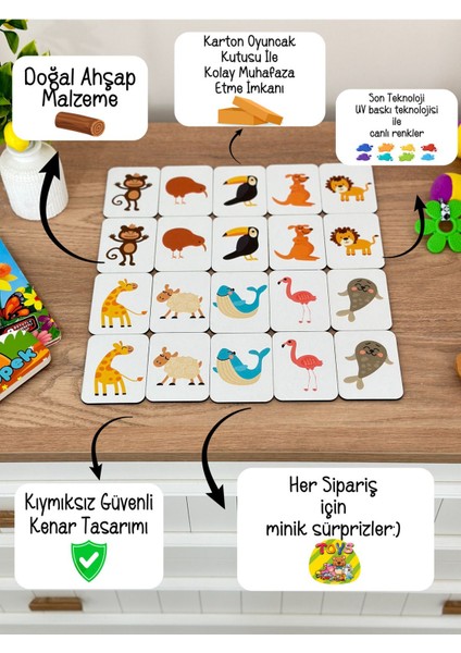 Zeka Kartları Esletirme Oyunu Hafıza Kartı Ahşap Eğitici Puzzle Oyuncak